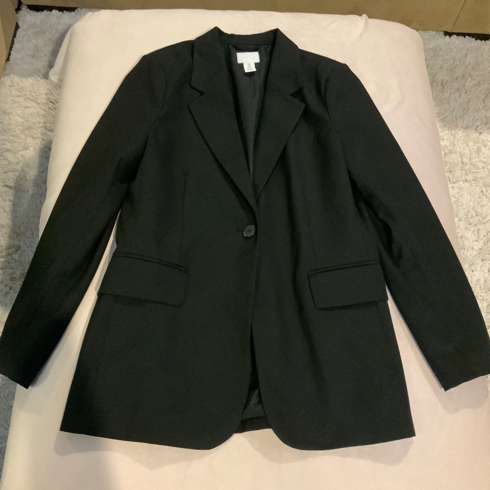 H&M Black M Blazer Minimalist Normcore Classic Timeless Officecore Scandi